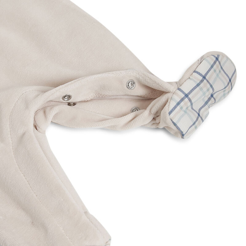 Boys Medium Natural Checkered Leg Opening Babysuit image number 3